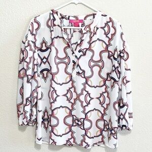 Catherine Malandrino Woman Multi Pattern Top Blouse Size M